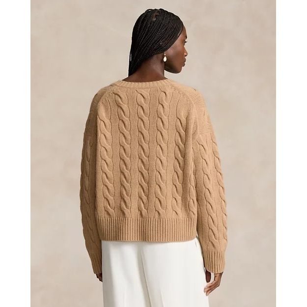 RALPH LAUREN Cable-Knit Wool-Cashmere V-Neck Jumper