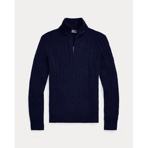 Load image into Gallery viewer, RALPH LAUREN Cable-Knit Cashmere Quarter-Zip Jumper
