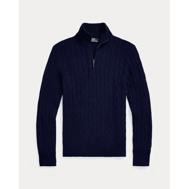 RALPH LAUREN Cable-Knit Cashmere Quarter-Zip Jumper