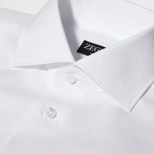 Load image into Gallery viewer, ZEGNA WHITE TROFEO™ 600 COTTON AND SILK LONG-SLEEVE TAILORING SHIRT
