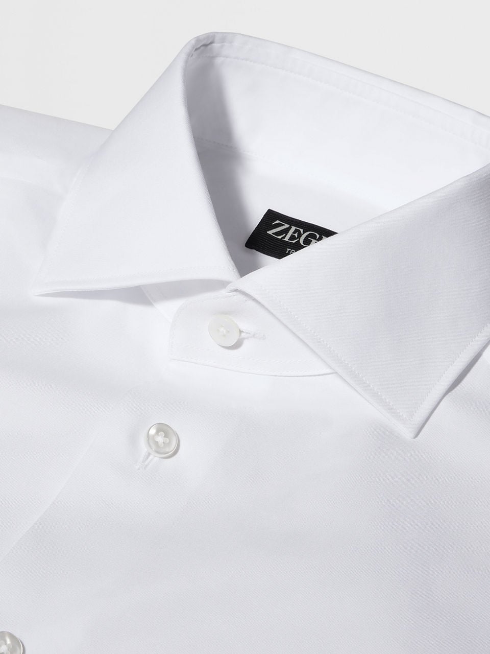 ZEGNA WHITE TROFEO™ 600 COTTON AND SILK LONG-SLEEVE TAILORING SHIRT