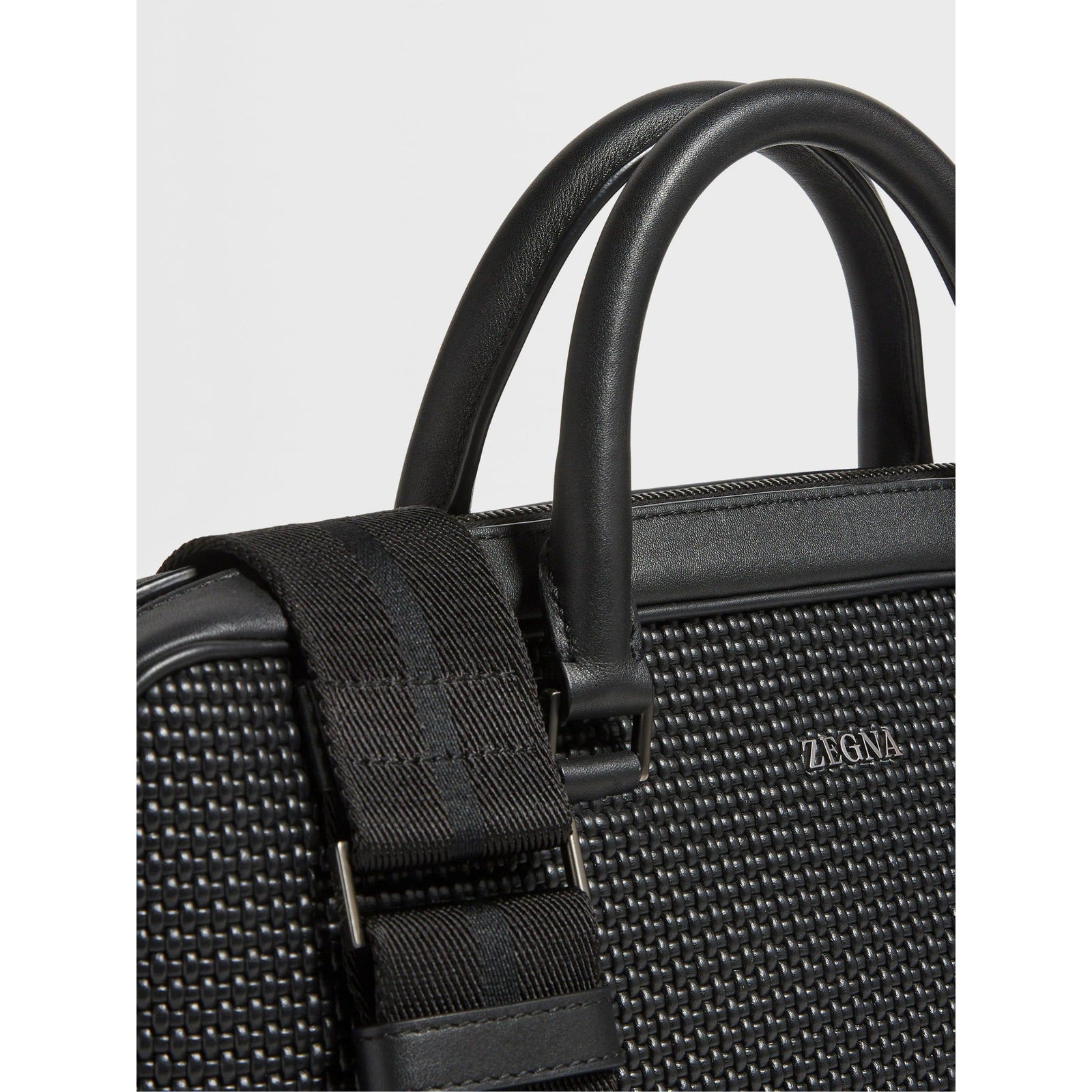 ZEGNA BLACK PELLETESSUTA™ LEATHER EDGY BUSINESS BAG