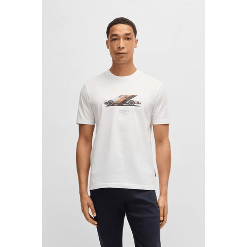 Load image into Gallery viewer, BOSS Porsche x BOSS mercerised-cotton T-shirt with collaborative branding
