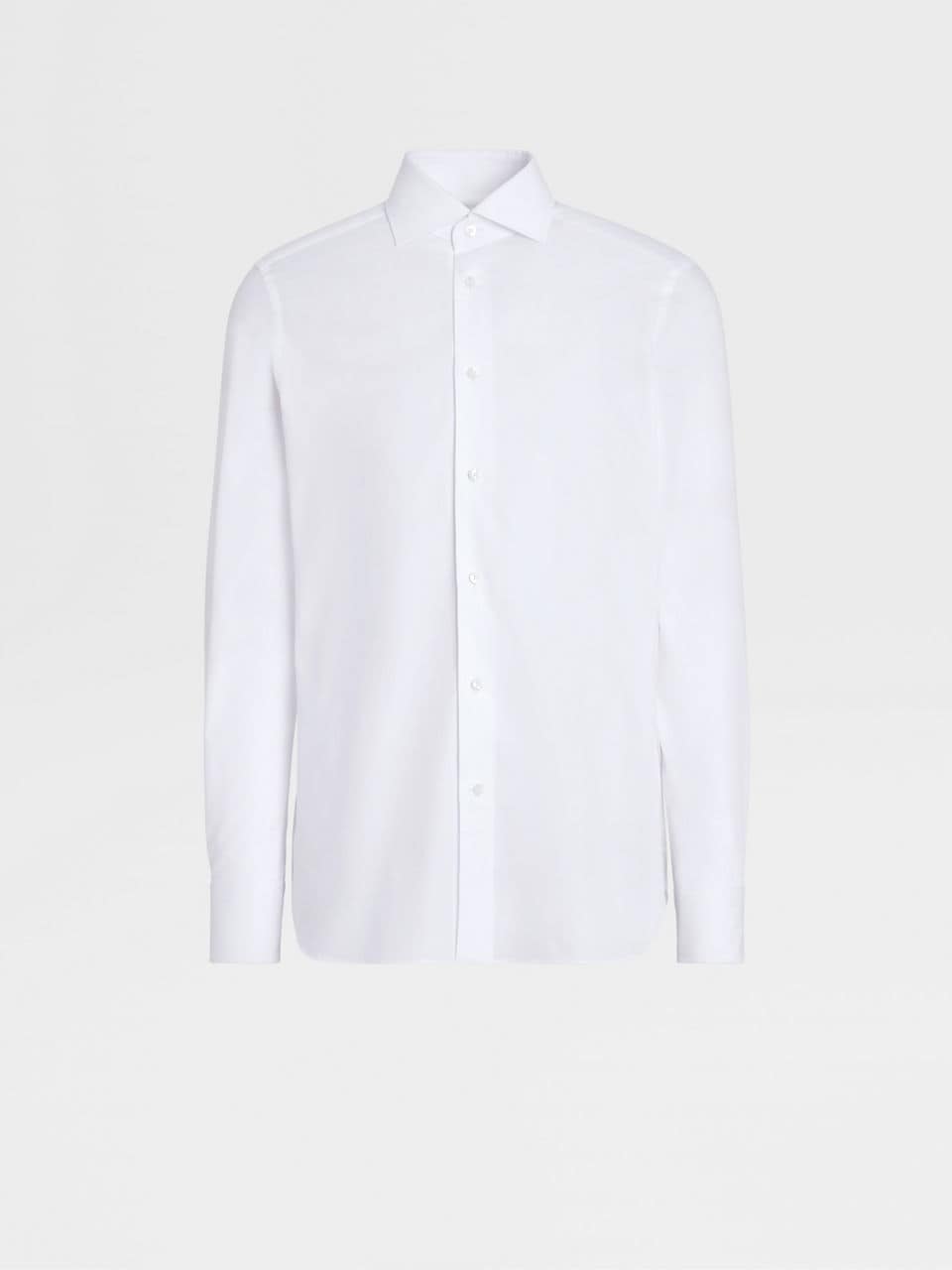 ZEGNA WHITE TROFEO™ 600 COTTON AND SILK LONG-SLEEVE TAILORING SHIRT