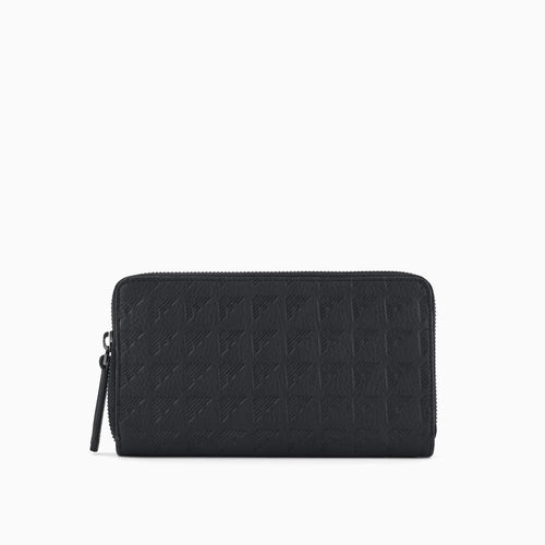 Load image into Gallery viewer, EMPORIO ARMANI Zip-around leather wallet with all-over embossed eagle
