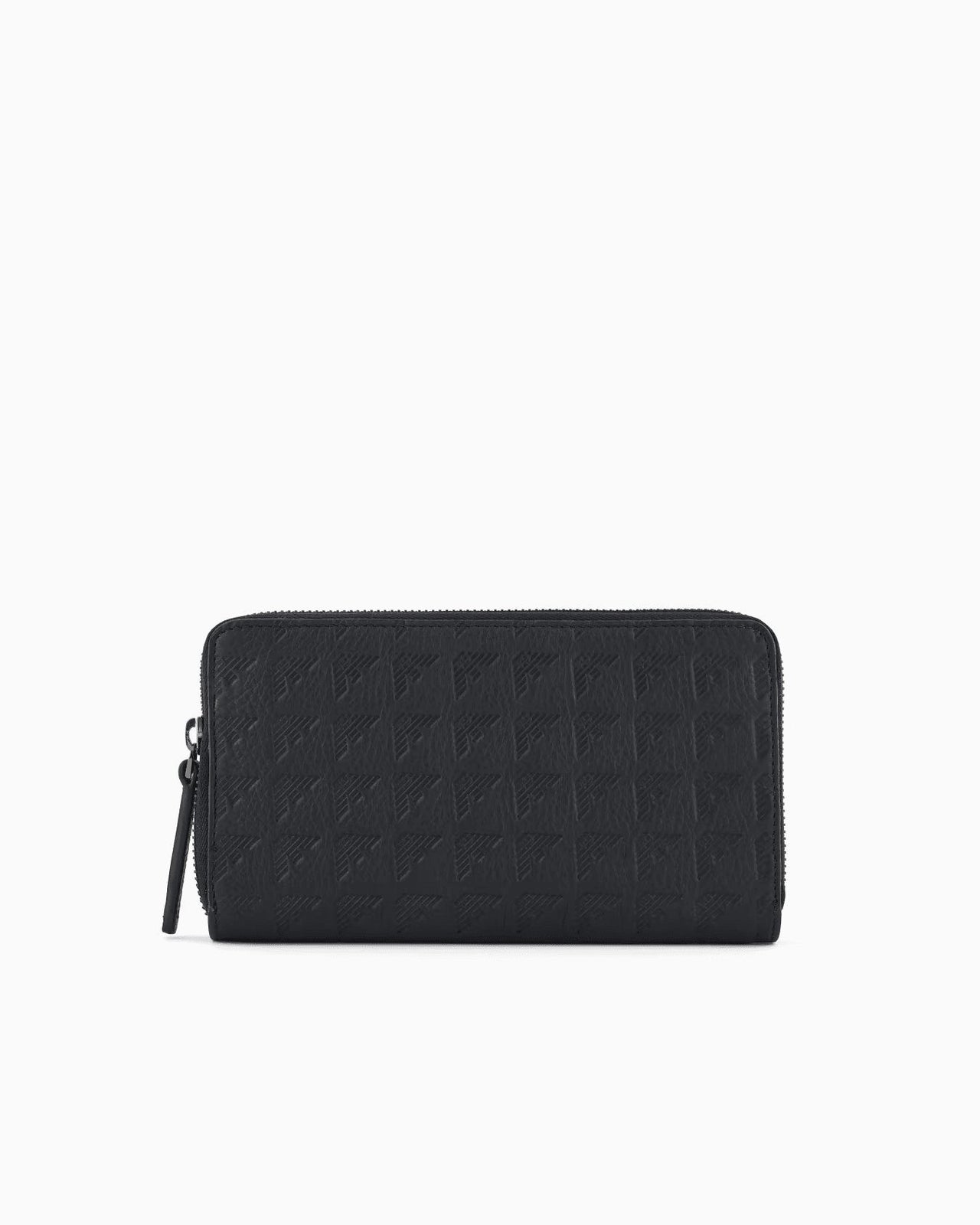 EMPORIO ARMANI Zip-around leather wallet with all-over embossed eagle