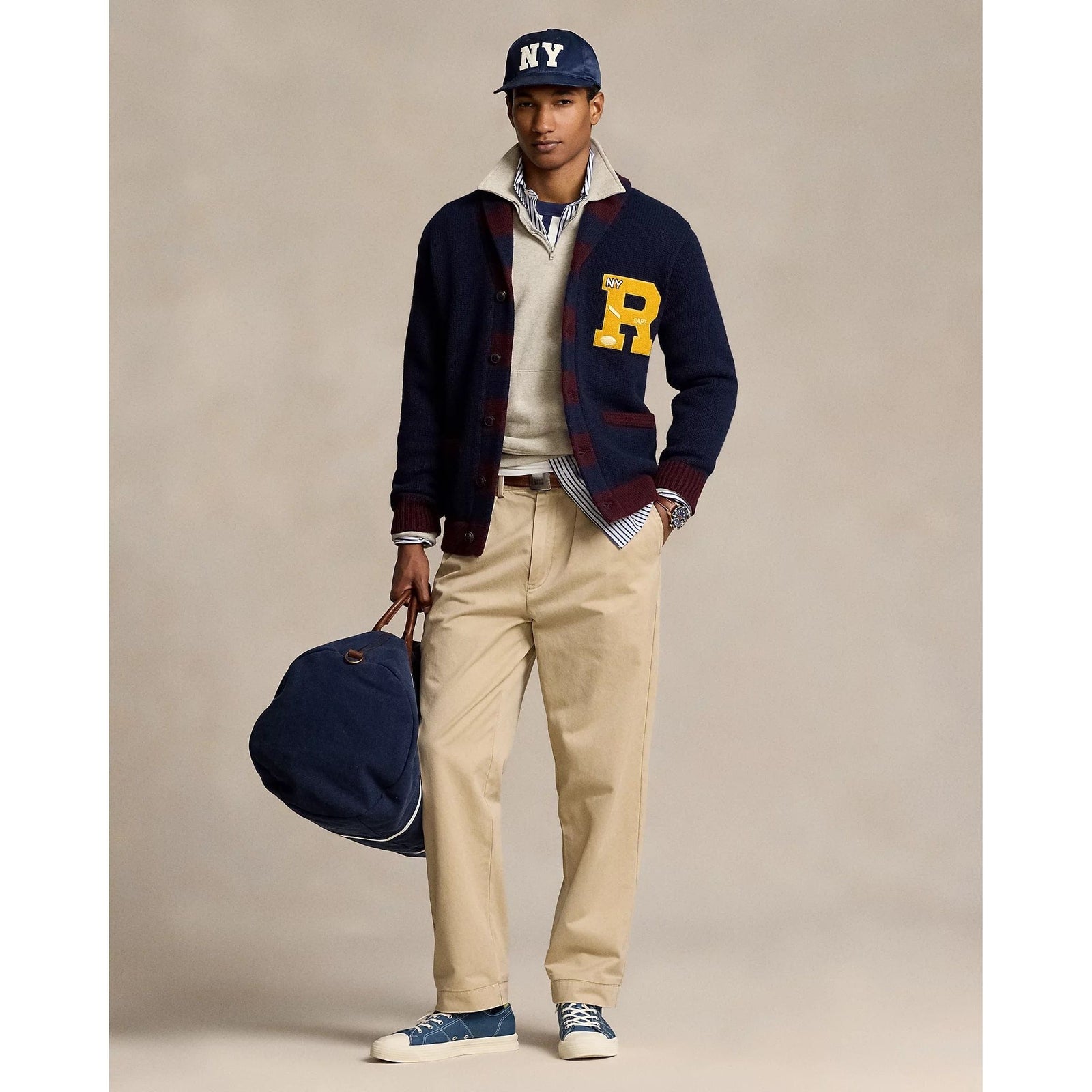 POLO RALPH LAUREN WOOL-BLEND LETTERMAN CARDIGAN