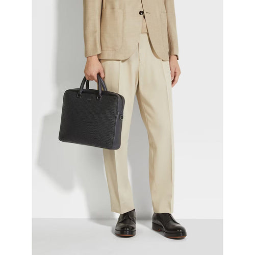 Load image into Gallery viewer, ZEGNA BLACK PELLETESSUTA™ LEATHER EDGY BUSINESS BAG
