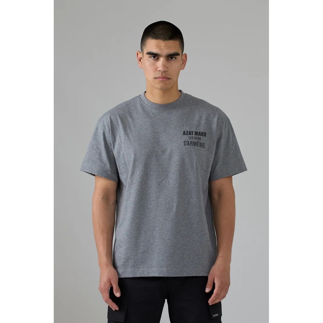 AZAT MARD LES GENS GREY MARL/BLACK T-SHIRT