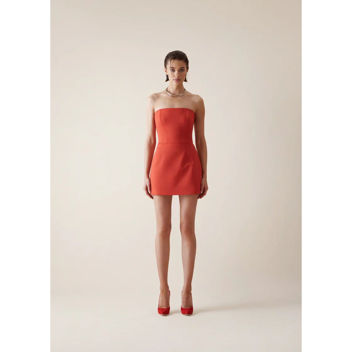 Antheia Wool Mini Corset Dress in Red