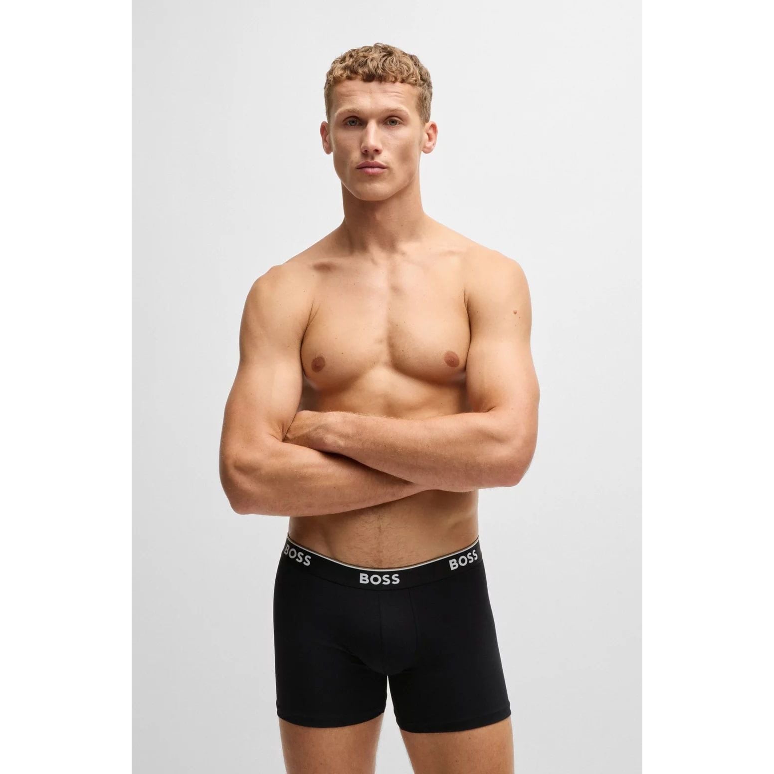 BOSS THREE-PACK OF STRETCH-COTTON BOXER BRIEFS WITH LOGOS