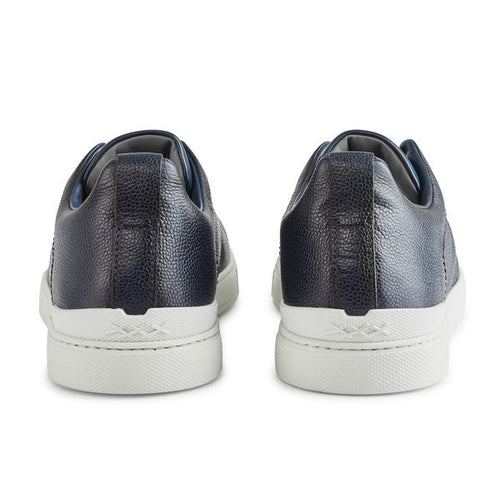 Load image into Gallery viewer, ZEGNA Navy Blue Grained Kangaroo Triple Stitch™ Low Top Sneakers
