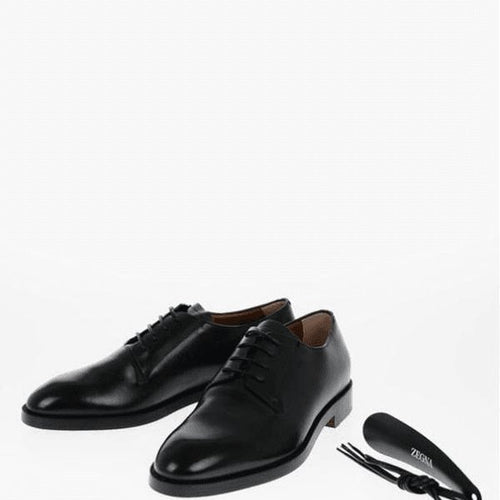 Load image into Gallery viewer, ZEGNA BLACK LEATHER TORINO DERBY SHOES
