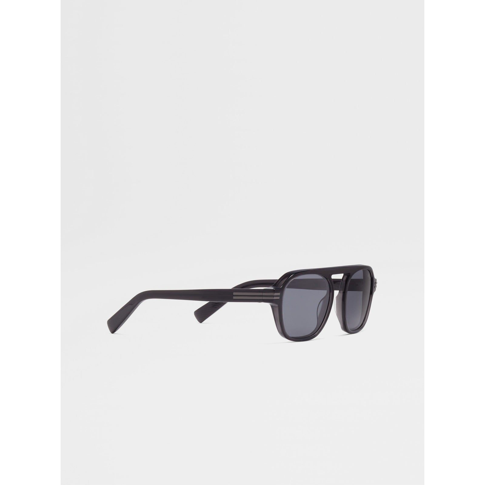 ZEGNA TRANSPARENT DARK GREY AURORA II ACETATE SUNGLASSES