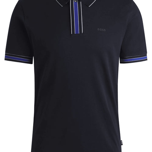 Load image into Gallery viewer, BOSS Interlock-cotton polo shirt with contrast tipping
