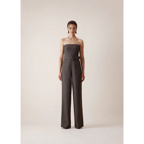 Load image into Gallery viewer, Antheia Wool Belted Jumpsuit in Brown
