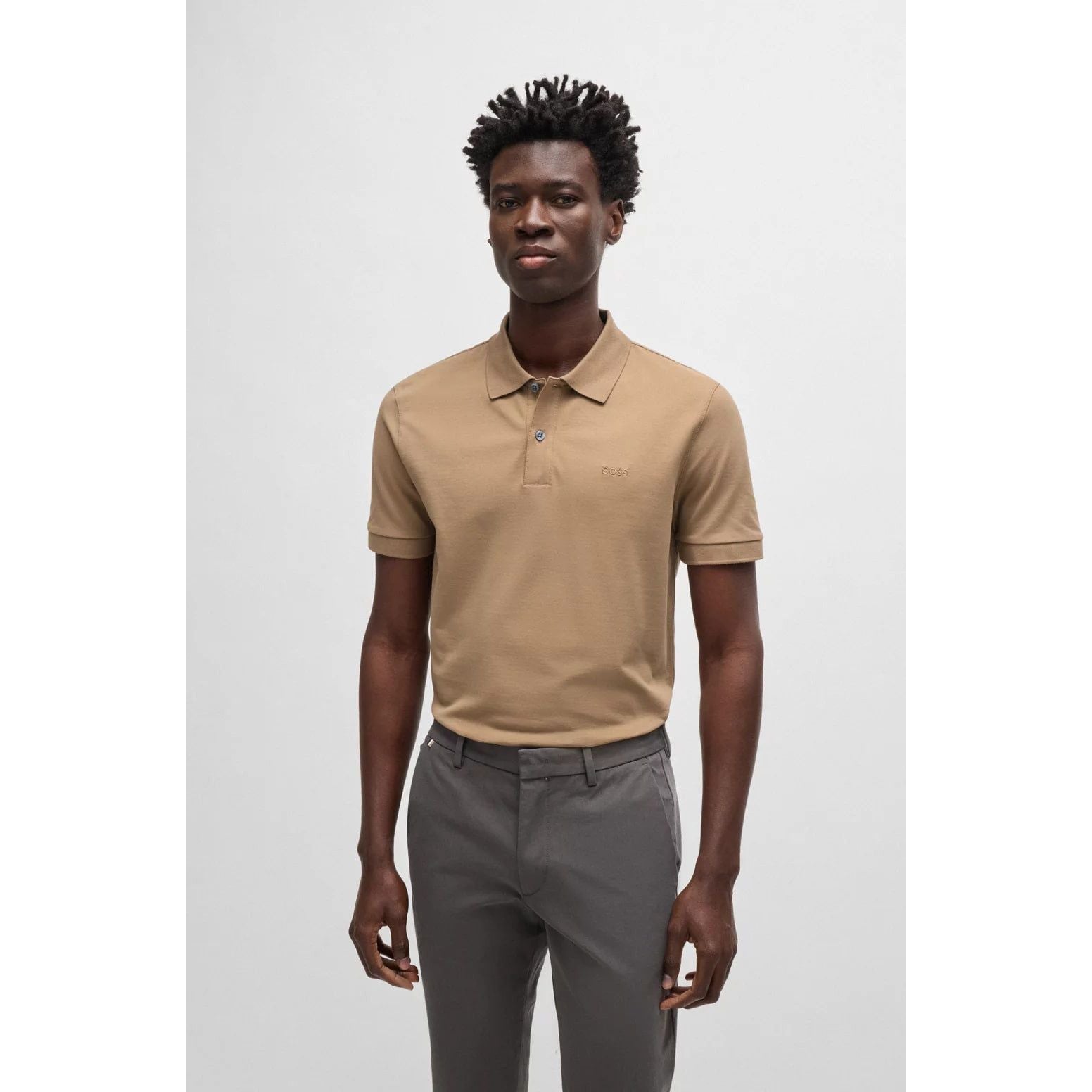 BOSS PALLAS COTTON POLO SHIRT WITH EMBROIDERED LOGO