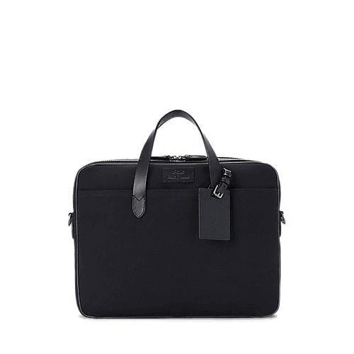 RALPH LAUREN Leather-Trim Canvas Briefcase