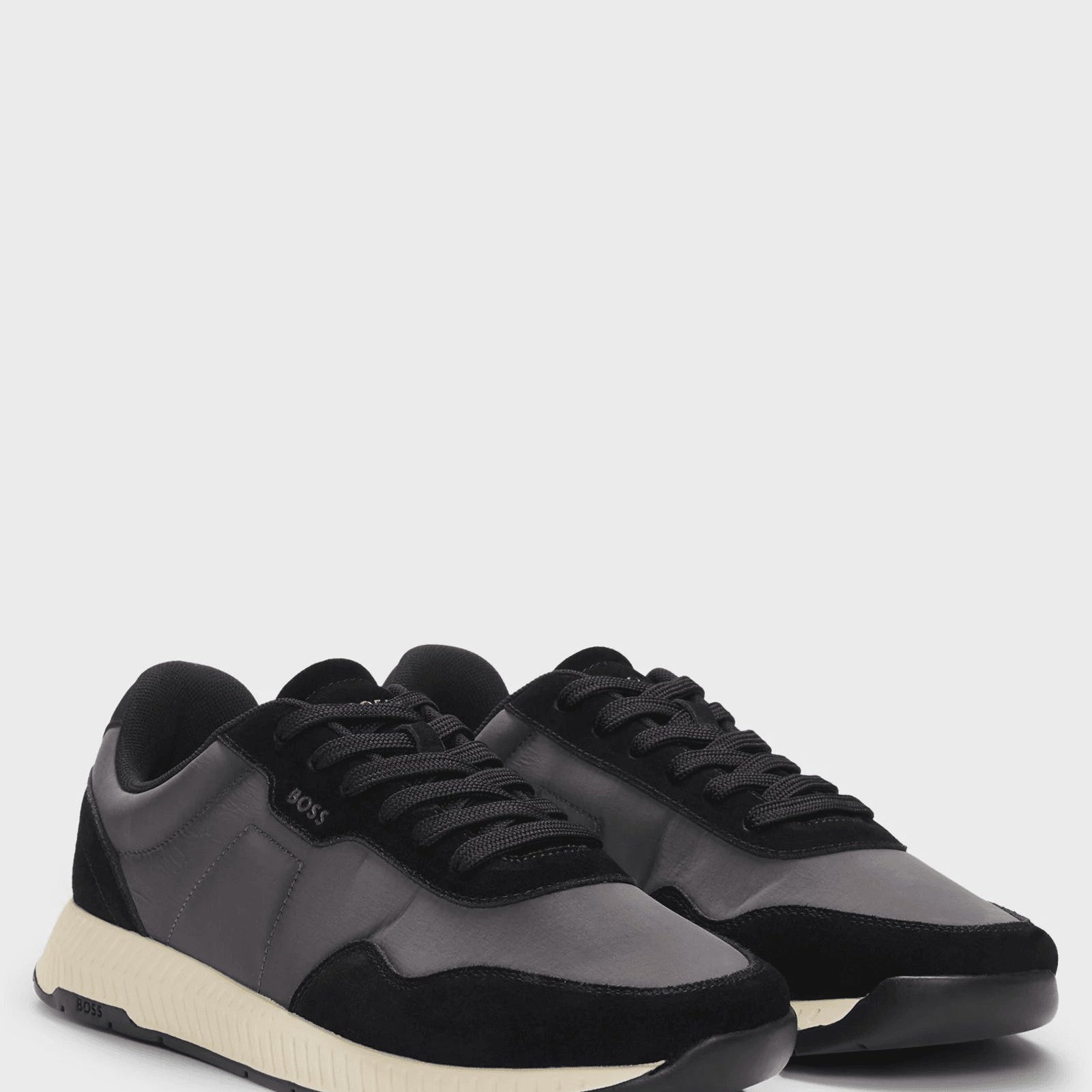 BOSS Mixed-material trainers with suede trims