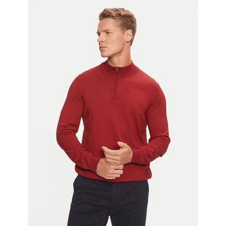 BOSS REGULAR-FIT ZIP-NECK SWEATER IN VIRGIN WOOL