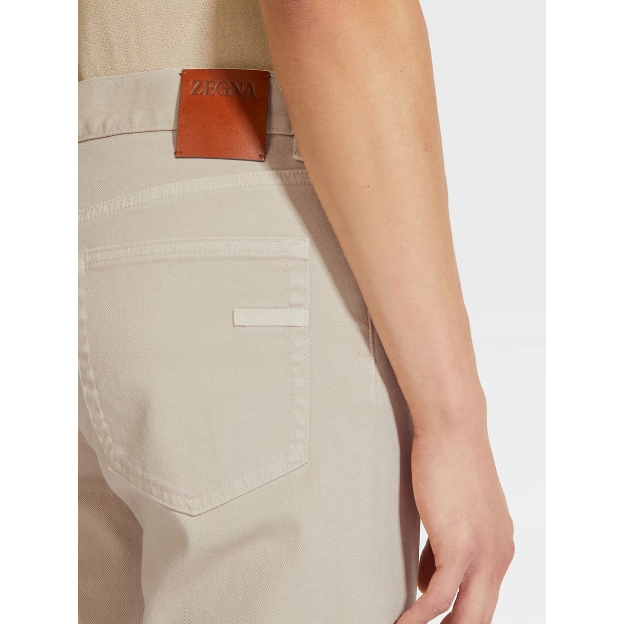 ZEGNA LIGHT BEIGE STRETCH COTTON ROCCIA JEANS