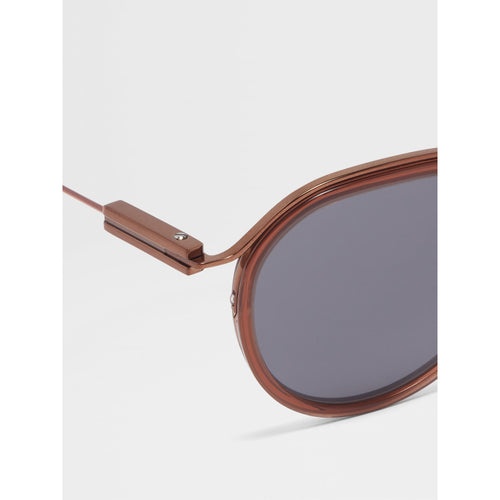 Load image into Gallery viewer, ZEGNA TRANSPARENT BROWN ACETATE AND METAL SUNGLASSES
