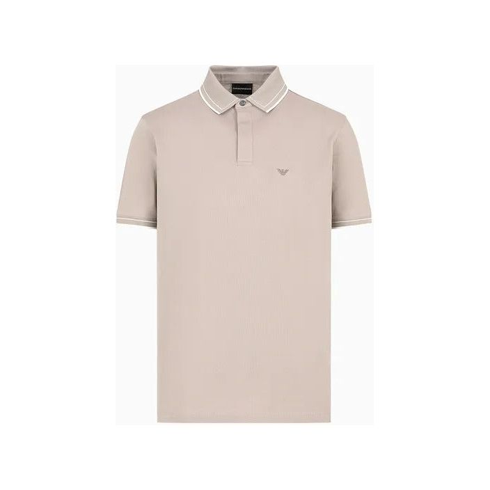 EMPORIO ARMANI MERCERISED PIQUÉ POLO SHIRT WITH MONOCHROMATIC MICRO-EAGLE EMBROIDERY