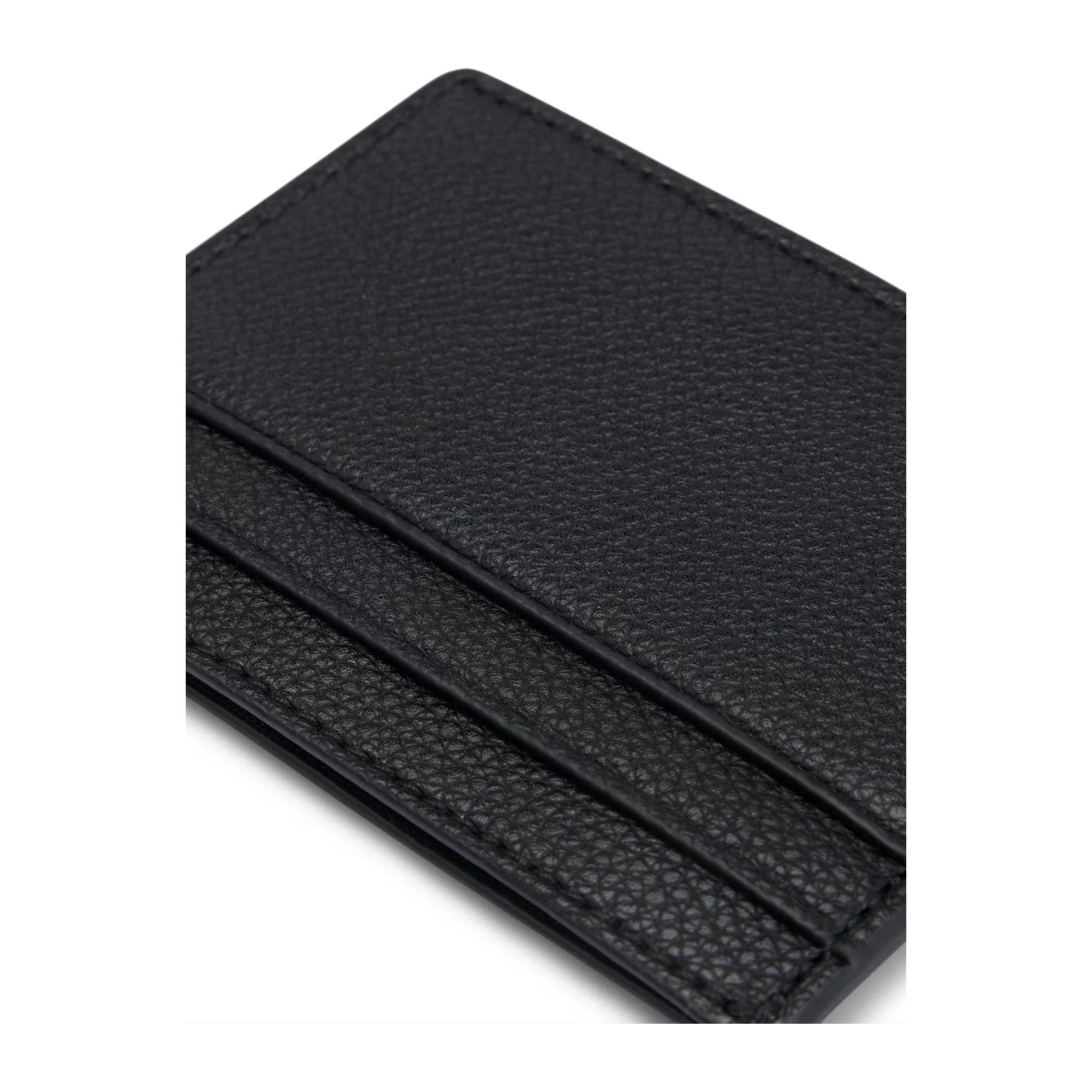 BOSS SIGNATURE-STRIPE CARD HOLDER IN GRAINED FAUX LEATHER