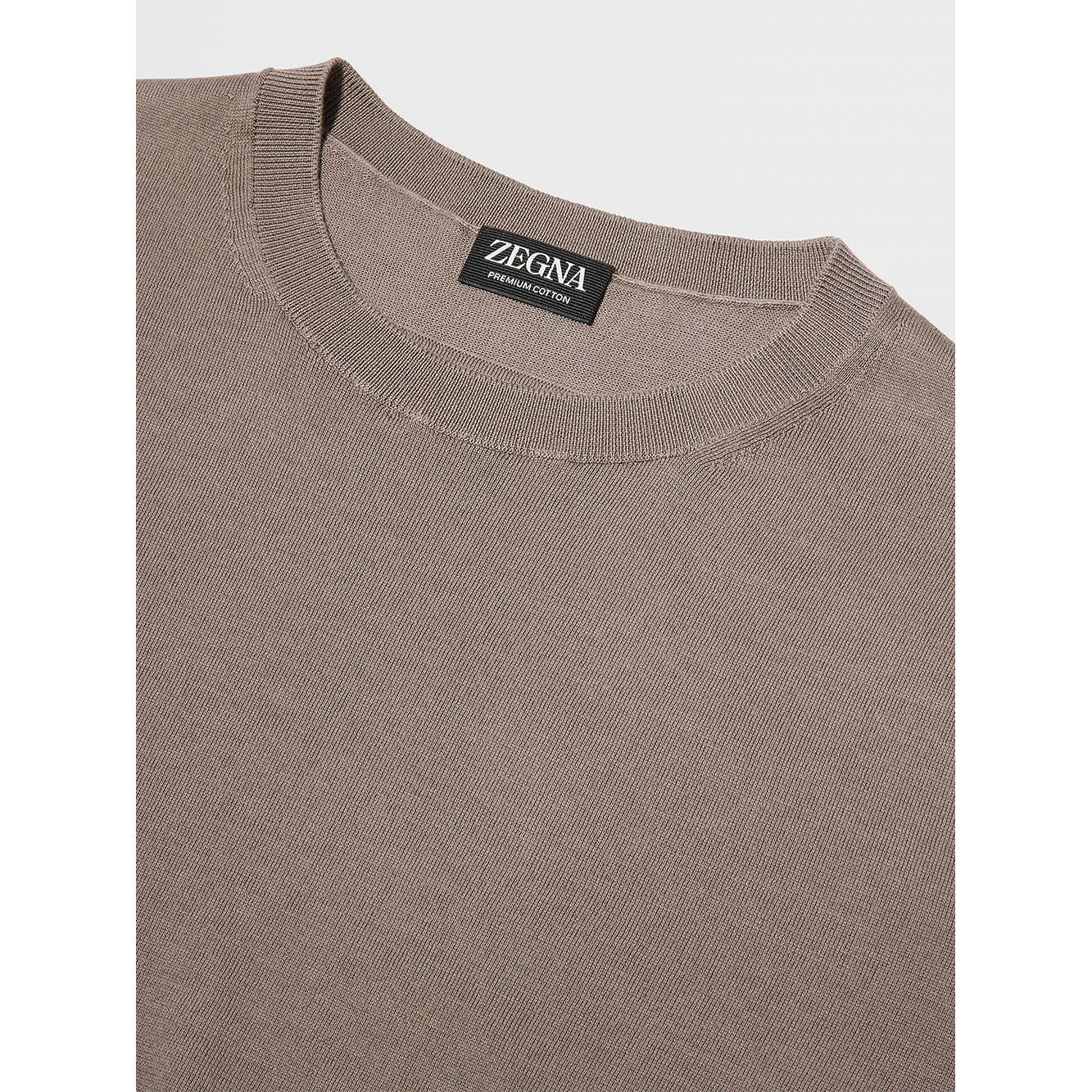 ZEGNA DARK TAUPE PREMIUM COTTON T-SHIRT