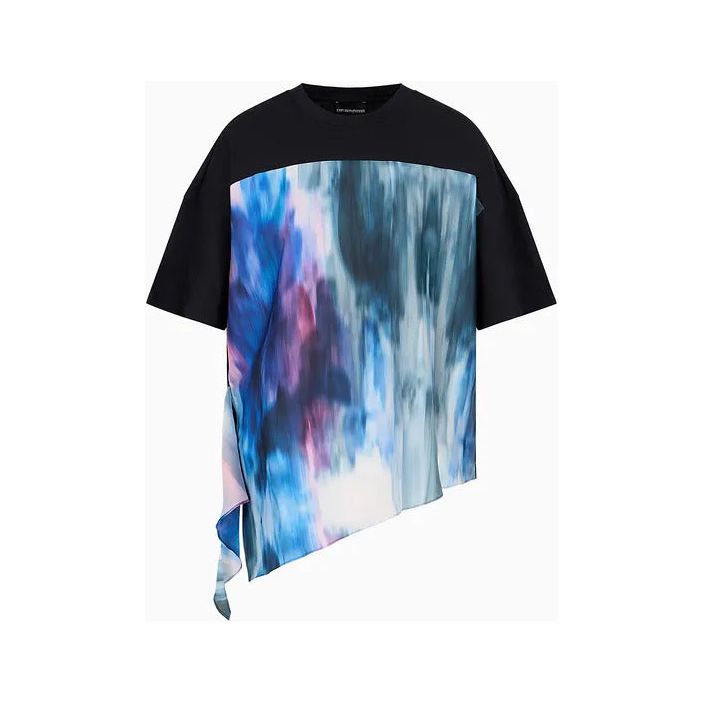 EMPORIO ARMANI ASV ORGANIC-JERSEY T-SHIRT WITH MULTICOLOURED INSERT - Yooto