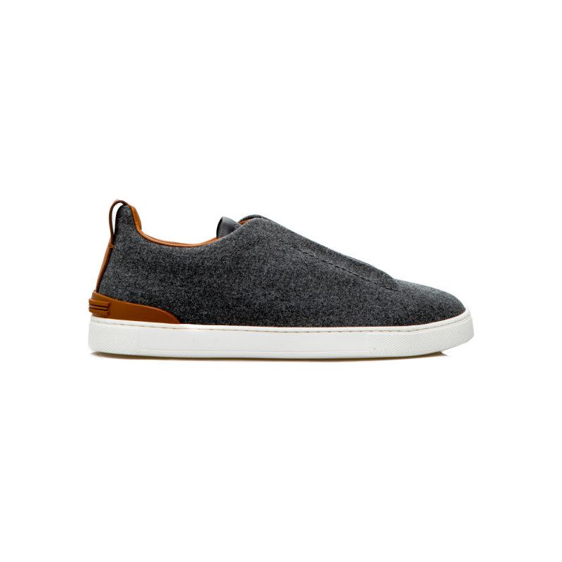 ZEGNA DARK GREY WOOL TRIPLE STITCH™ SNEAKERS