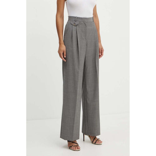 Load image into Gallery viewer, BOSS WOMEN&#39;S GRAY STRIPED WOOL TROUSERS
