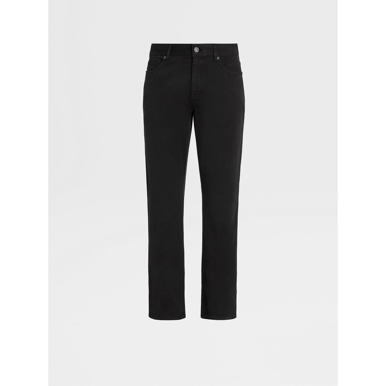 ZEGNA BLACK STRETCH COTTON ROCCIA JEANS