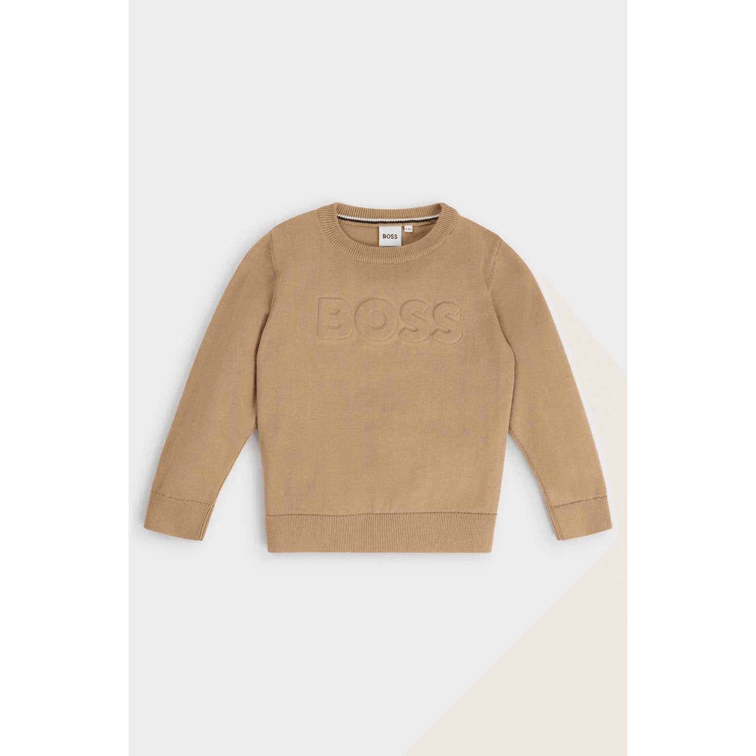 BOSS KIDS' SWEATER IN COTTON WITH EMBOSSED LOGO