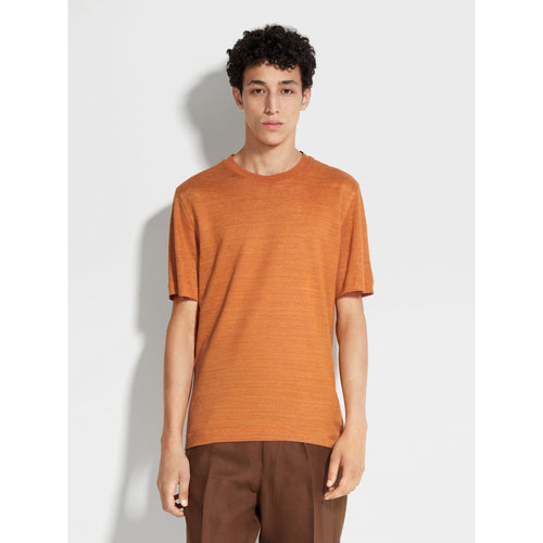 Load image into Gallery viewer, ZEGNA BRIGHT ORANGE LINEN T-SHIRT
