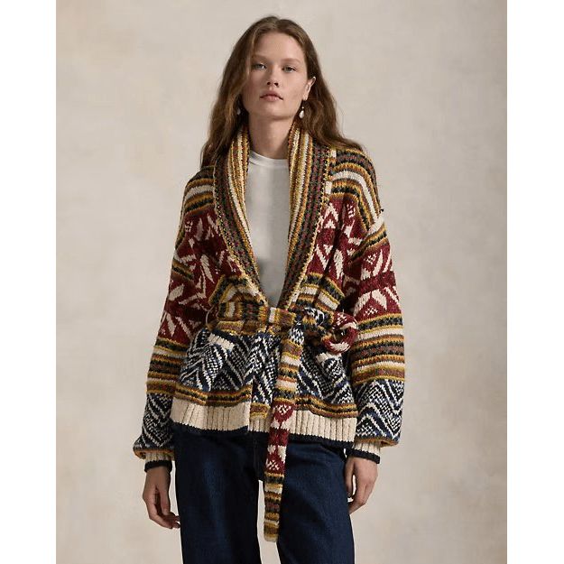 RALPH LAUREN Multi-Pattern Shawl Cardigan