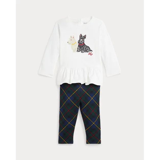 RALPH LAUREN Dog-Print Jersey Tee & Legging Set