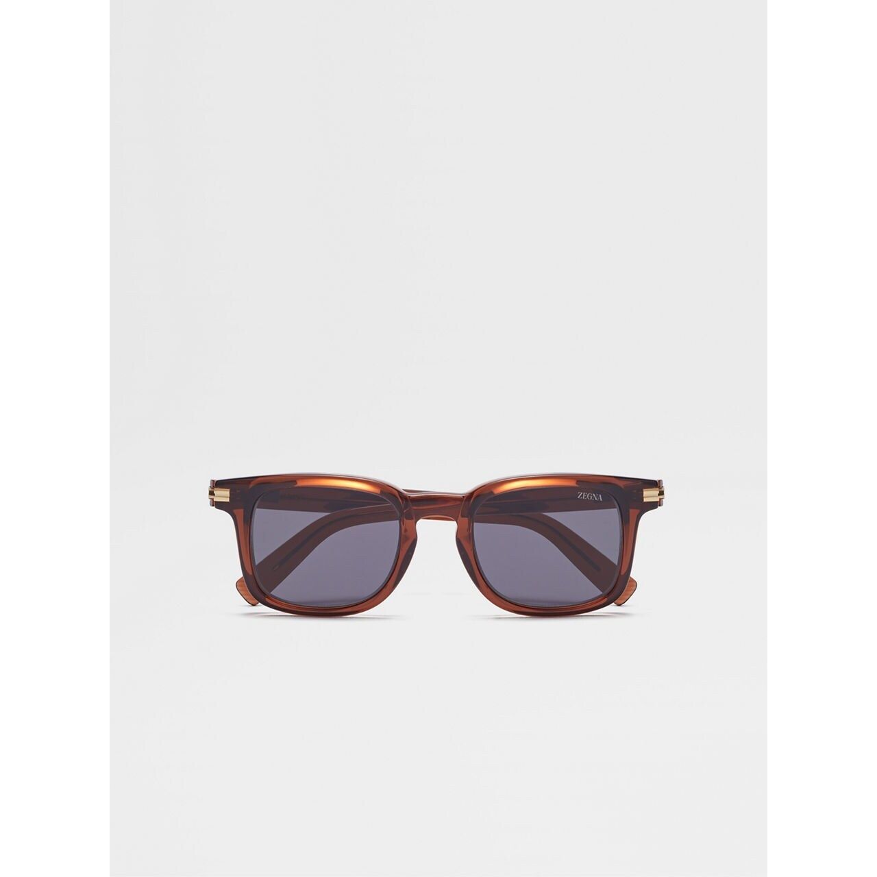 ZEGNA TRANSPARENT BROWN ACETATE SUNGLASSES