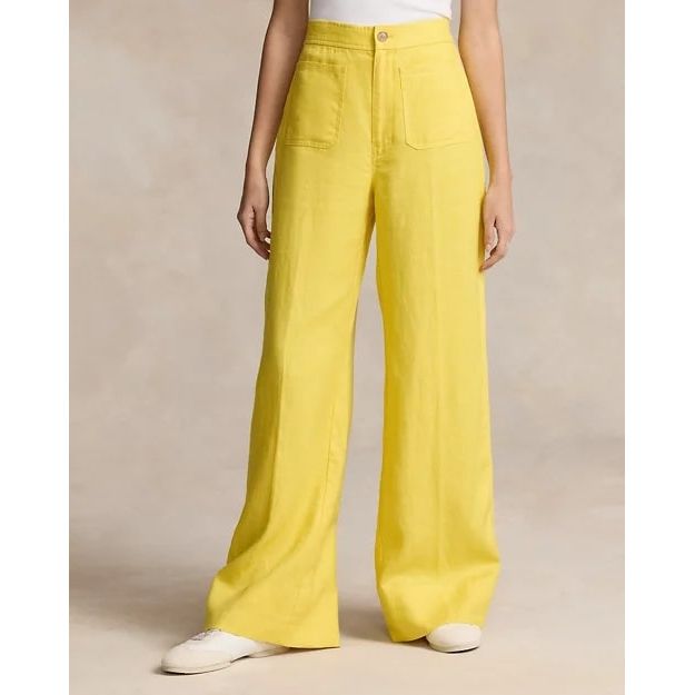 POLO RALPH LAUREN LINEN WIDE-LEG FLARE TROUSER - Yooto