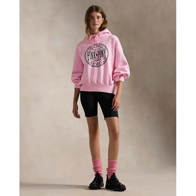 RALPH LAUREN Pink Pony Logo Fleece Hoodie