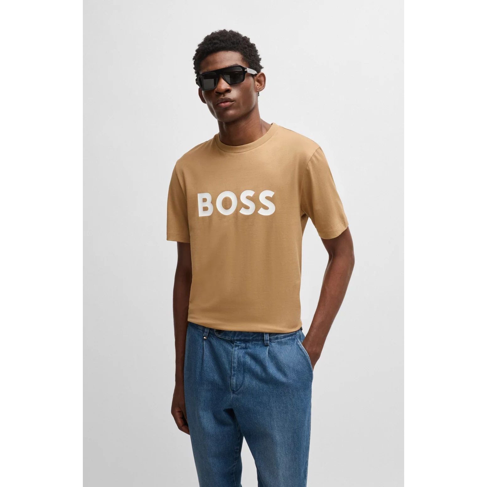 BOSS COTTON-JERSEY T-SHIRT WITH LOGO PRINT