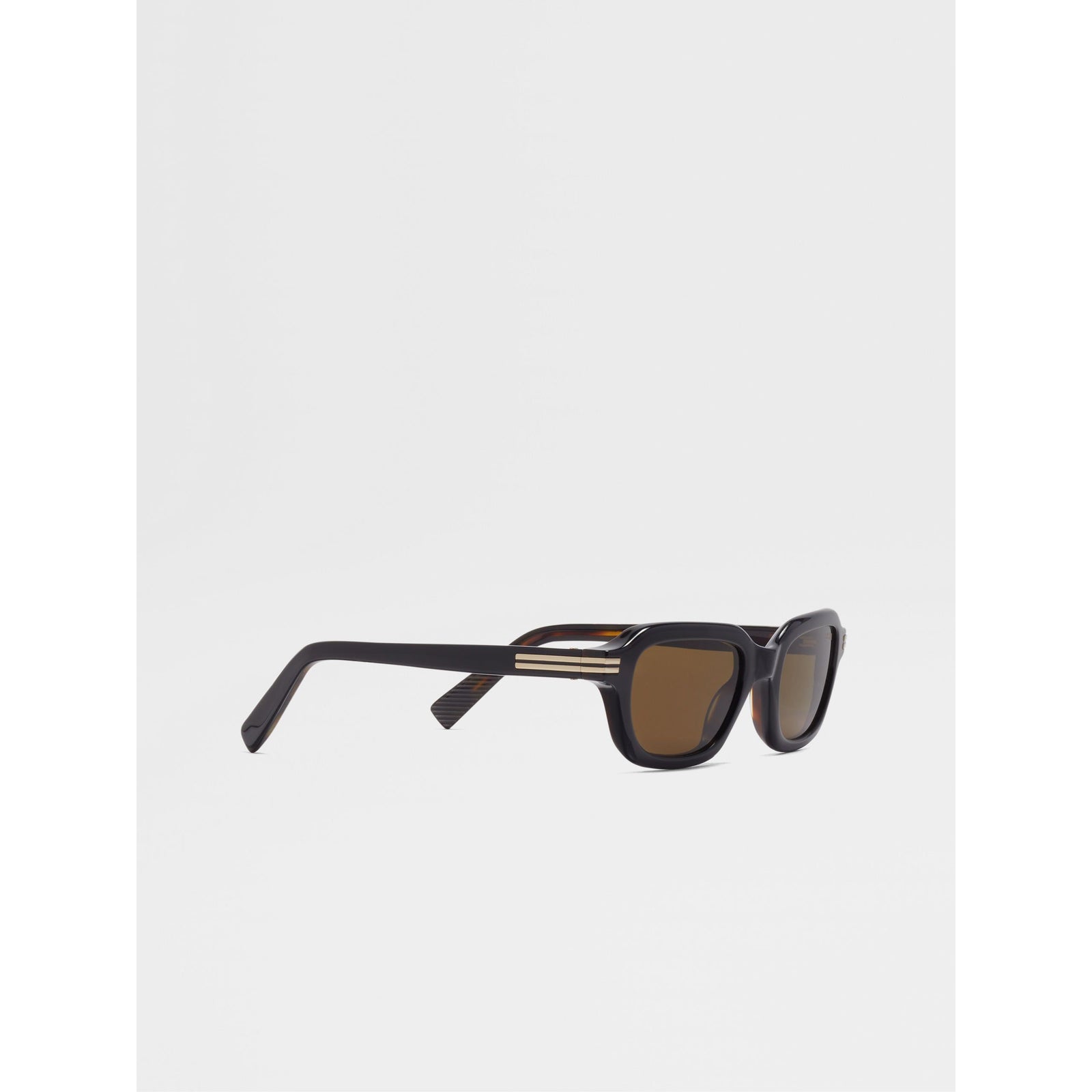 ZEGNA BLACK AND HAVANA ACETATE SUNGLASSES