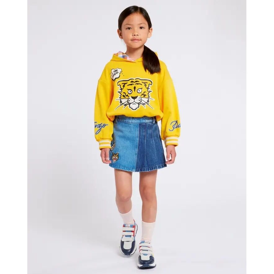 KENZO KIDS "CAMPUS" EMBROIDERED DENIM SKIRT - Yooto