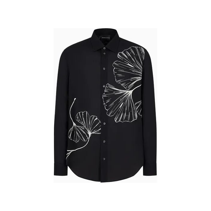 EMPORIO ARMANI VISCOSE SHIRT WITH AN ALL-OVER NATURE PRINT