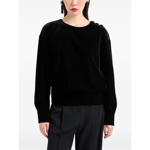 Load image into Gallery viewer, EMPORIO ARMANI buttoned-shoulder velvet effect jumper
