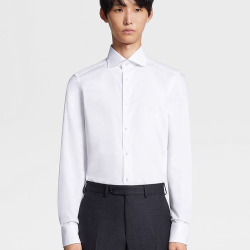 Load image into Gallery viewer, ZEGNA WHITE TROFEO™ 600 COTTON AND SILK LONG-SLEEVE TAILORING SHIRT
