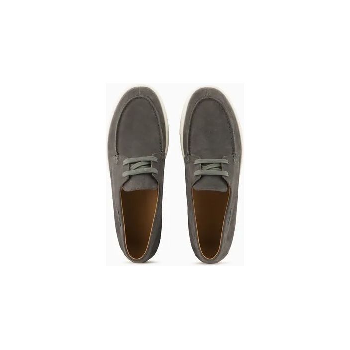 EMPORIO ARMANI CRUST LEATHER BOAT SHOES