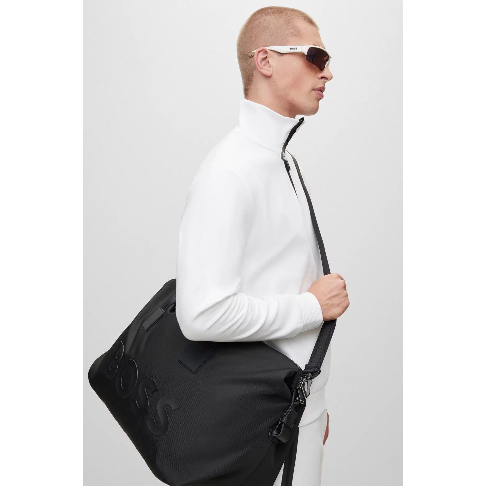 BOSS LOGO HOLDALL IN PATTERNED FABRIC - Yooto