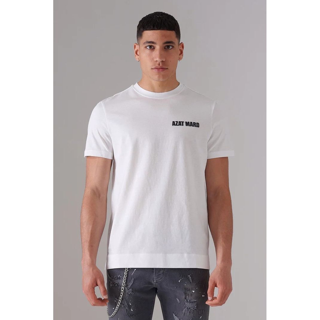 AZAT MARD GRAPHITE MERCERISED T-SHIRT WITH WHITE ORGANIC LEATHER LOGO