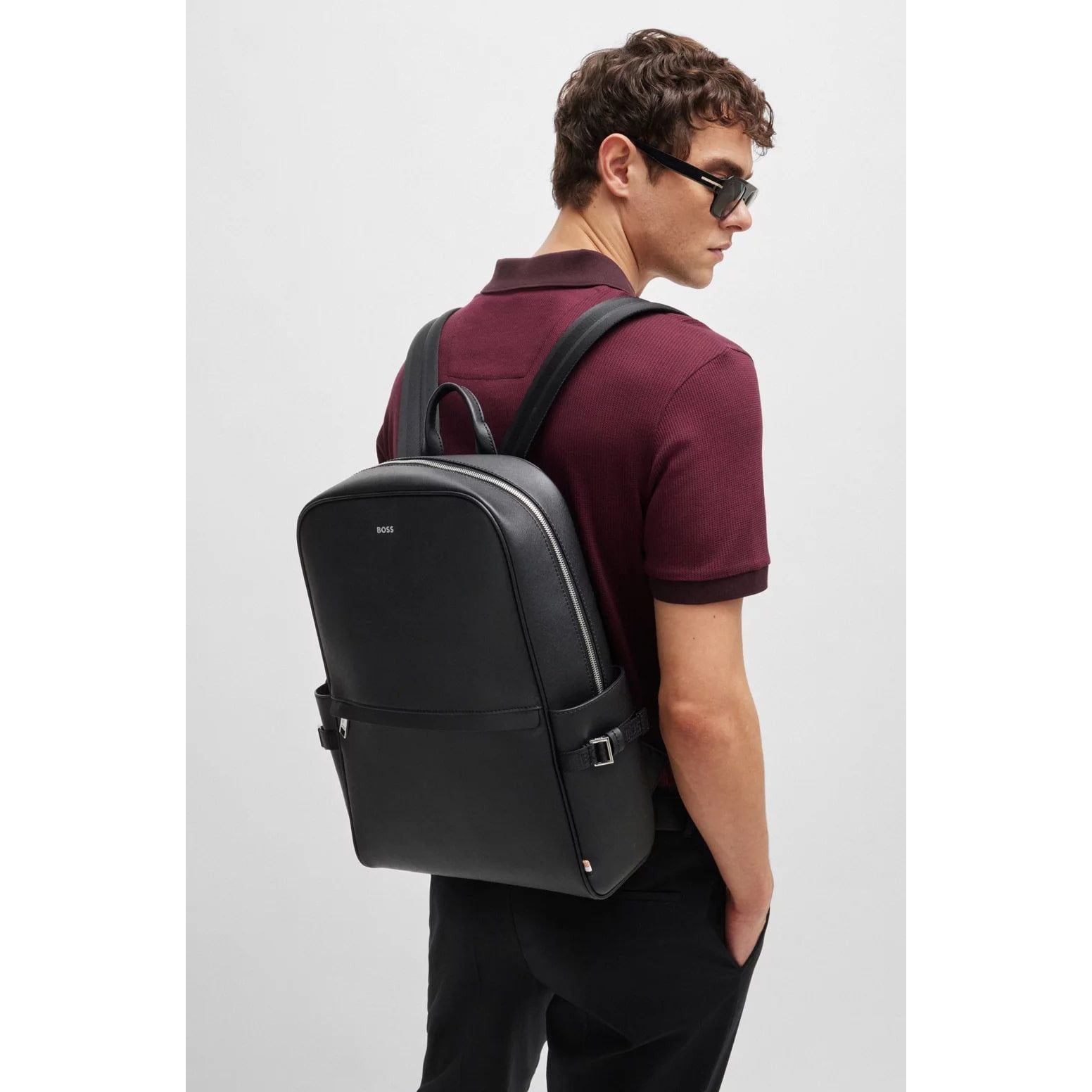 BOSS BACKPACK WITH SIGNATURE STRIPE AND LOGO DETAIL